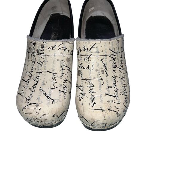 DANSKO Unique French Paris Scripted Women's Mules Cream and Black Women’s 40 9.5 - Picture 3 of 7